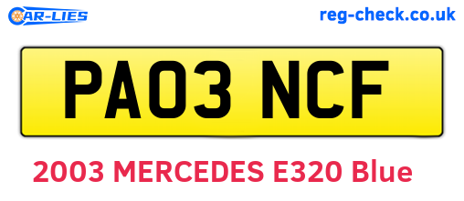 PA03NCF are the vehicle registration plates.