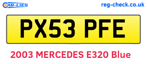 PX53PFE are the vehicle registration plates.