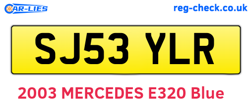SJ53YLR are the vehicle registration plates.
