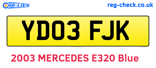 YD03FJK are the vehicle registration plates.
