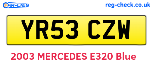 YR53CZW are the vehicle registration plates.