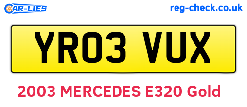 YR03VUX are the vehicle registration plates.