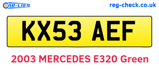 KX53AEF are the vehicle registration plates.