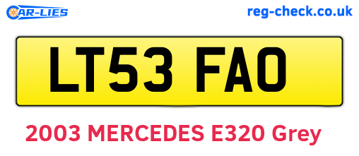 LT53FAO are the vehicle registration plates.