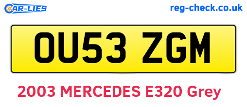OU53ZGM are the vehicle registration plates.
