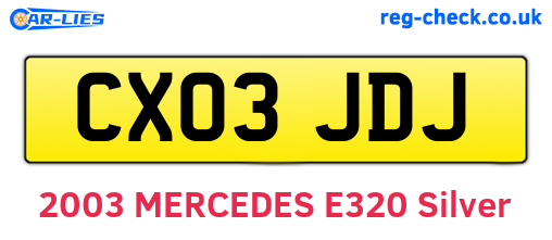CX03JDJ are the vehicle registration plates.