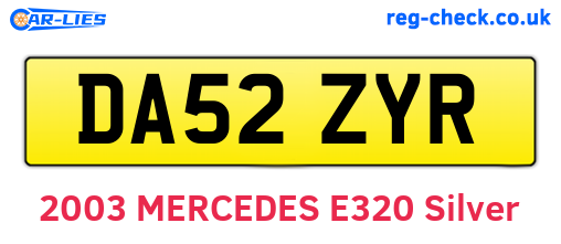 DA52ZYR are the vehicle registration plates.