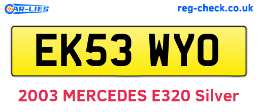 EK53WYO are the vehicle registration plates.