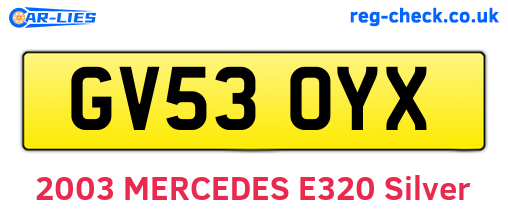 GV53OYX are the vehicle registration plates.