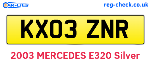 KX03ZNR are the vehicle registration plates.