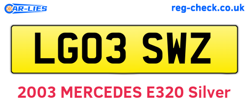LG03SWZ are the vehicle registration plates.