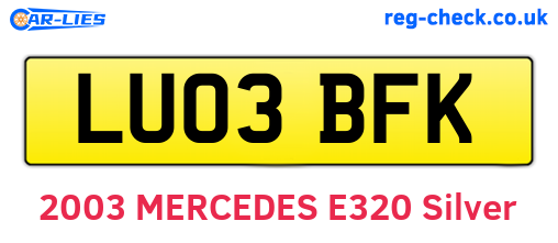 LU03BFK are the vehicle registration plates.