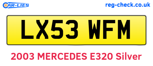 LX53WFM are the vehicle registration plates.