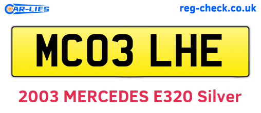 MC03LHE are the vehicle registration plates.