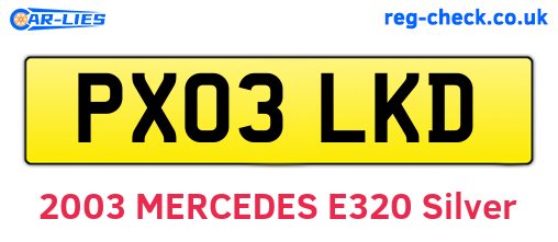 PX03LKD are the vehicle registration plates.