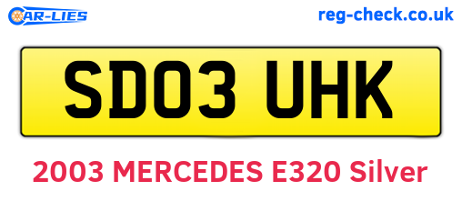 SD03UHK are the vehicle registration plates.
