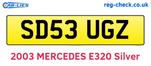 SD53UGZ are the vehicle registration plates.
