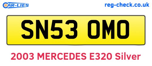 SN53OMO are the vehicle registration plates.