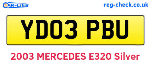 YD03PBU are the vehicle registration plates.
