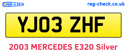 YJ03ZHF are the vehicle registration plates.