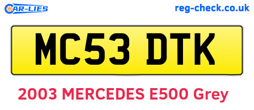 MC53DTK are the vehicle registration plates.