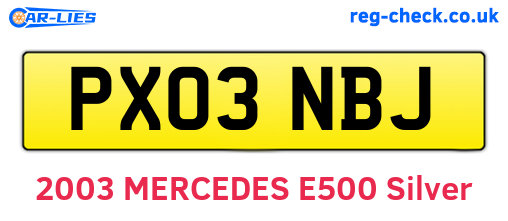 PX03NBJ are the vehicle registration plates.