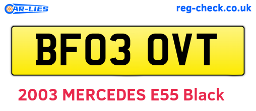 BF03OVT are the vehicle registration plates.