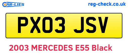 PX03JSV are the vehicle registration plates.