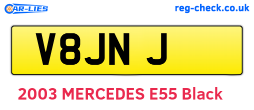 V8JNJ are the vehicle registration plates.