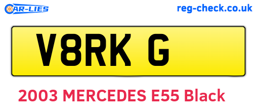 V8RKG are the vehicle registration plates.