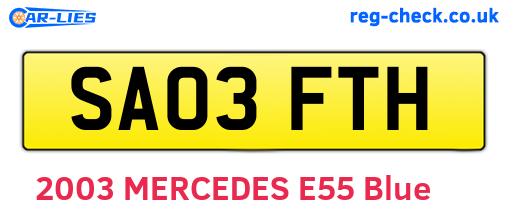 SA03FTH are the vehicle registration plates.