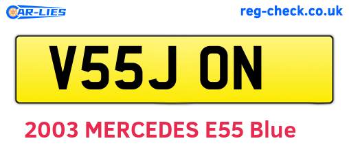 V55JON are the vehicle registration plates.
