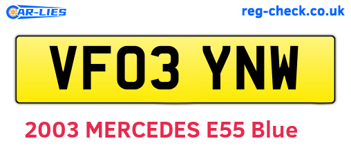 VF03YNW are the vehicle registration plates.