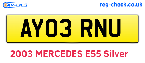 AY03RNU are the vehicle registration plates.