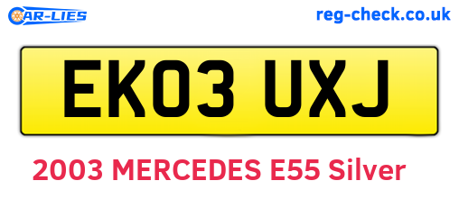 EK03UXJ are the vehicle registration plates.