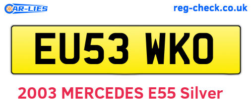 EU53WKO are the vehicle registration plates.