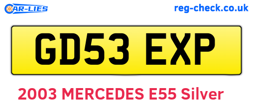 GD53EXP are the vehicle registration plates.