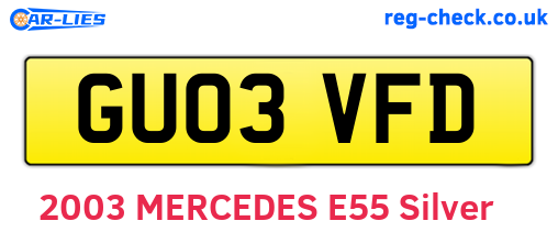 GU03VFD are the vehicle registration plates.