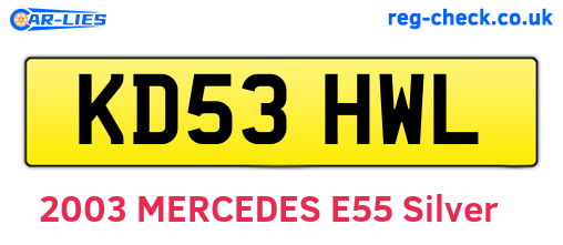 KD53HWL are the vehicle registration plates.