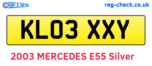 KL03XXY are the vehicle registration plates.