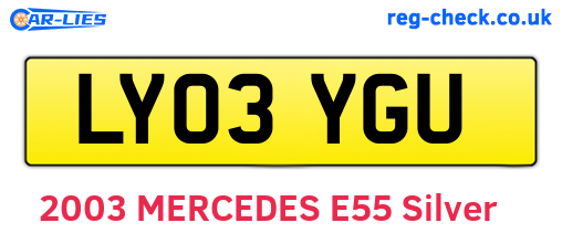 LY03YGU are the vehicle registration plates.