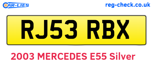 RJ53RBX are the vehicle registration plates.