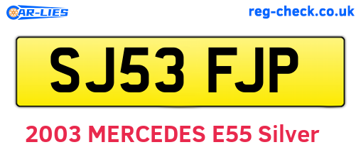 SJ53FJP are the vehicle registration plates.