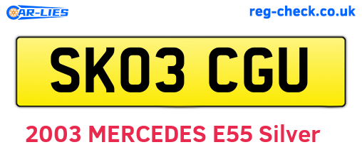 SK03CGU are the vehicle registration plates.