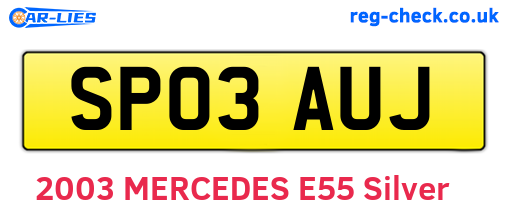 SP03AUJ are the vehicle registration plates.