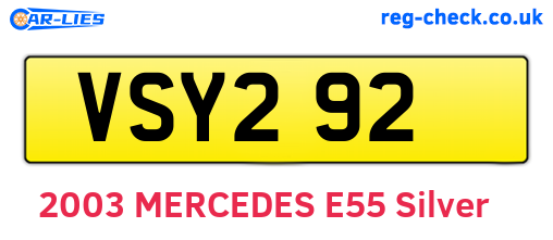VSY292 are the vehicle registration plates.
