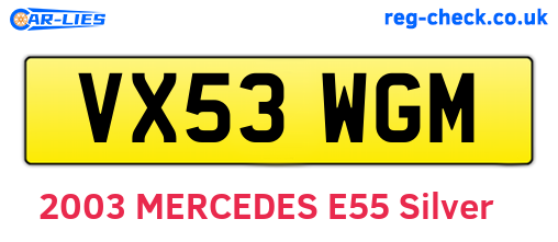 VX53WGM are the vehicle registration plates.