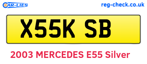 X55KSB are the vehicle registration plates.