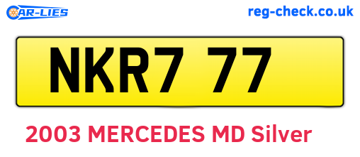 NKR777 are the vehicle registration plates.