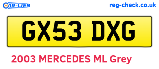 GX53DXG are the vehicle registration plates.